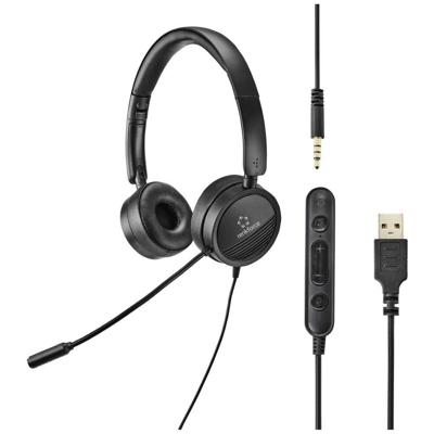 Renkforce RF-HS-360 Computer On Ear headset Kabel Stereo Zwart Volumeregeling, Microfoon uitschakelbaar (mute)