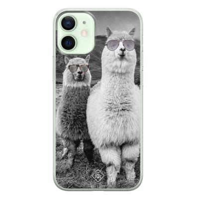iPhone 12 mini siliconen telefoonhoesje - Llama hipster iPhone 12 mini siliconen telefoonhoesje - Llama hipster