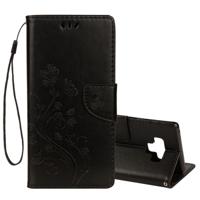 Reliëf vlinder patroon horizontale Flip lederen draagtas met kaartslot & houder & portemonnee & Lanyard voor Galaxy Note9(Black) - thumbnail