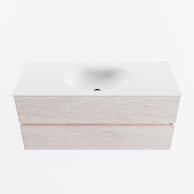 MONDIAZ VICA 110cm badmeubel onderkast Underlayment 2 lades. Wastafel MOON midden 1 kraangat, kleur Talc.