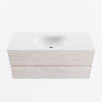 MONDIAZ VICA 110cm badmeubel onderkast Underlayment 2 lades. Wastafel MOON midden 1 kraangat, kleur Talc. - thumbnail
