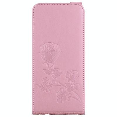 Samsung Galaxy S8 PLUS / G9550 vertikaal Rozen bloemen patroon PU leren Flip Hoesje met draagriem en opbergruimte voor pinpassen (roze)