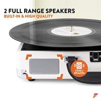 Fenton RP115D Retro Platenspeler in Koffer met Ingebouwde Speakers, Bluetooth en USB - Wit - thumbnail