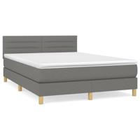 Boxspring met matras stof donkergrijs 140x190 cm - thumbnail