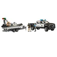 Bruder Dodge RAM 2500 Politie Pick Up met boot en 2 speelfiguren - thumbnail