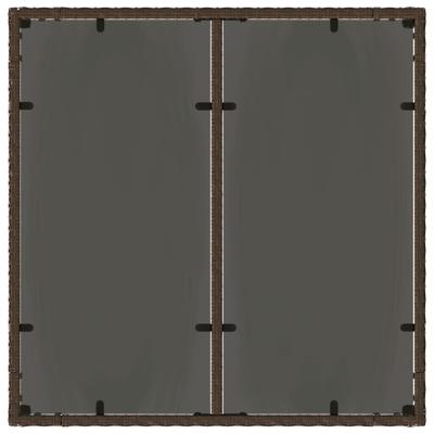 Tuintafel met glazen blad 90x90x75 cm poly rattan bruin