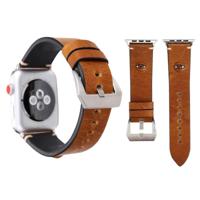Voor Apple Watch Series 3 & 2 & 1 38mm eenvoudige mode koeienhuid grote ogen patroon horlogebandje (bruin) - thumbnail
