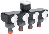 Waterverdeler 4-weg met afsluiters - 3/4 - 1 binnendraad - standaard - thumbnail