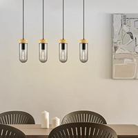 Home sweet home capri hanglamp 4L klein hout/glas - thumbnail