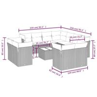 12-delige Loungeset met kussens poly rattan bruin - thumbnail