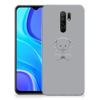 Xiaomi Redmi 9 Telefoonhoesje met Naam Grijs Baby Olifant - thumbnail