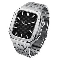 SULUET Noble Metalen Horlogeband+Case Voor Apple Horloge Band 44mm 45mm Rvs Armband Strap voor IWatch Serie 8 7 6 SE 5 4, 44MM For 6/5/4/SE, Agaat - thumbnail