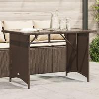 Tuintafel met glazen blad 110x68x70 cm poly rattan bruin - thumbnail
