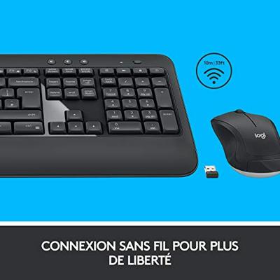 Toetsenbord en draadloze muis Logitech MK540 Frans Zwart Zwart/Wit AZERTY