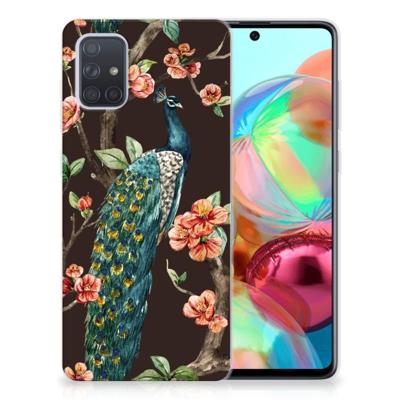 Samsung Galaxy A71 | TPU Hoesje | Pauw met Bloemen Samsung Galaxy A71 | TPU Hoesje | Pauw met Bloemen