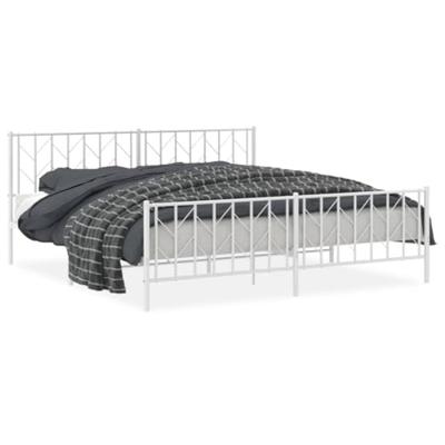 Bedframe met hoofd- en voeteneindemetaal wit 193x203 cm