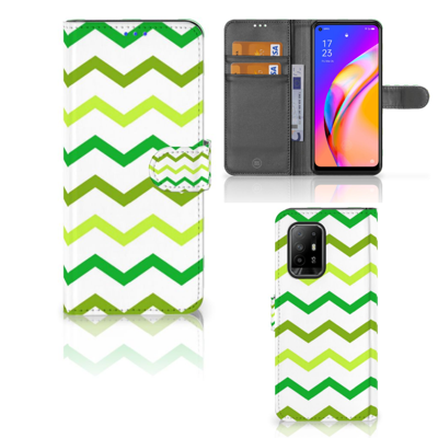 OPPO Reno5 Z | A94 5G | Telefoon Hoesje | Zigzag Groen