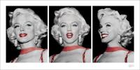Kunstdruk Marilyn Monroe - Red Dress Triptych 100x50cm - thumbnail