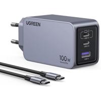 UGREEN Nexode Pro Laadadapter 100 W USB-C bus, USB-C bus, USB-A-bus Zwart, Grijs Binnen - thumbnail