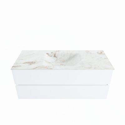 MONDIAZ VICA-DLUX 120cm badmeubel onderkast Talc 2 lades. Inbouw wastafel CLOUD midden 1 kraangat, kleur Frappe.