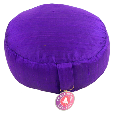 Yogi & Yogini Meditatiekussen Rond Ruwe Zijde Paars - 33 x 17 cm