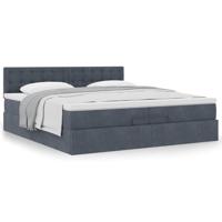 Ottoman bed met matras 200x200 cm fluweel donkergrijs - thumbnail