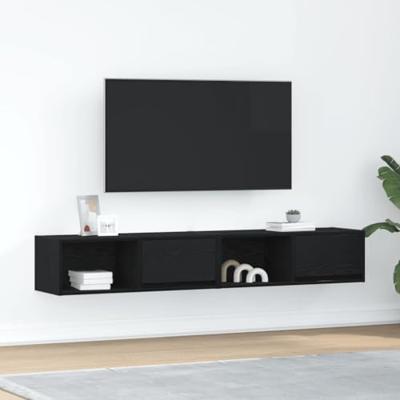 Tv-kasten 2 st 80x31x25,5 cm spaanplaat zwart eikenkleurig