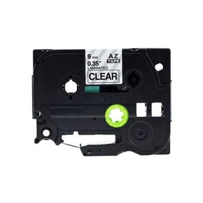 Rillprint compatible TZe tape voor Brother TZe-121, 9 mm, zwart op transparant