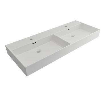 Wastafel Dubbel Plieger Kansas 2 Kraangaten 120x46,6 cm met Overloop Mat Zwart Wastafel Dubbel Plieger Kansas 2 Kraangaten 120x46,6 cm met Overloop Mat Zwart