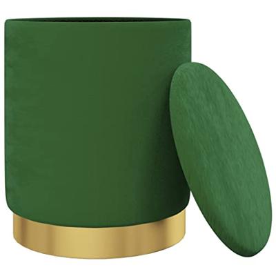 Hocker met opbergruimte rond fluweel groen Hocker met opbergruimte rond fluweel groen