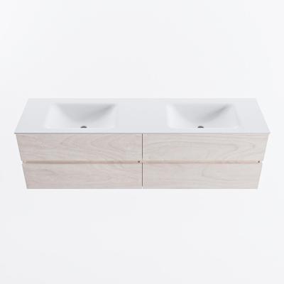 MONDIAZ VICA 170cm badmeubel onderkast Underlayment 4 lades. Wastafel CLOUD dubbel 2 kraangaten, kleur Talc.