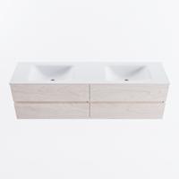 MONDIAZ VICA 170cm badmeubel onderkast Underlayment 4 lades. Wastafel CLOUD dubbel 2 kraangaten, kleur Talc. - thumbnail