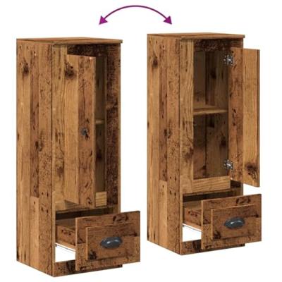 Hoge kast 36x35,5x103,5 cm bewerkt hout oud houtkleurig Hoge kast 36x35,5x103,5 cm bewerkt hout oud houtkleurig