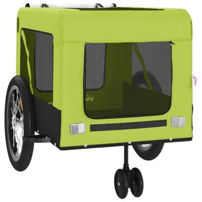 Hondenfietstrailer oxford stof en ijzer groen en zwart - thumbnail