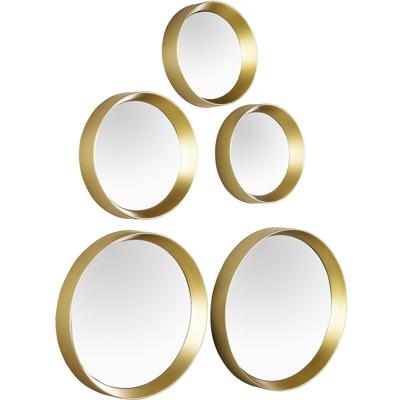 Spiegel Set - Livion Vivo - 25x25 - 5 Stuks Hangspiegels in Frame - Goud