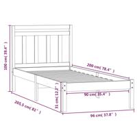 Bedframe massief grenenhout wit 100x200 cm - thumbnail