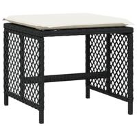 Tuinkrukken 4 st met kussens 41x41x36 cm poly rattan zwart - thumbnail