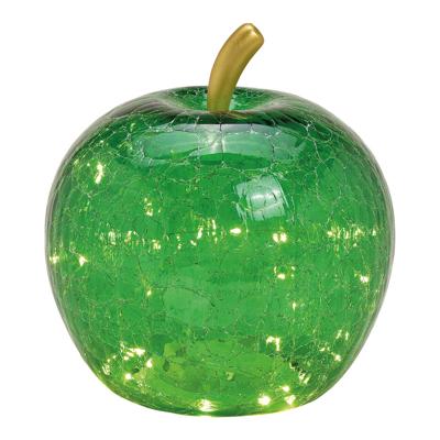 Appel met 30 leds, met timer, van donkergroen glas (B/H/D) 22x24x22cm
