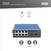 Digitus DN-651146 Industrial Ethernet Switch 8 + 2 poorten 10 / 100 / 1000 MBit/s - thumbnail