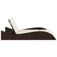 Ligbed met kussens 114x205x73 cm poly rattan bruin - thumbnail