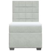 Boxspring met matras fluweel lichtgrijs 100x200 cm - thumbnail