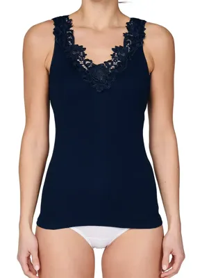 Toker Hemdje met kant, breed bandje 228/1 Kanten dames onderhemd - 100% katoenen ondergoed