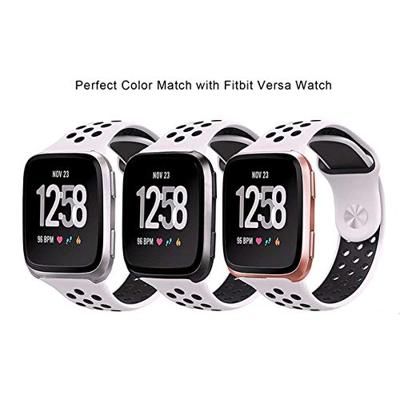 Fitbit Versa 1 / 2 & Lite sportbandje - Maat: Large - Wit + Zwart Fitbit Versa 1 / 2 & Lite sportbandje - Maat: Large - Wit + Zwart