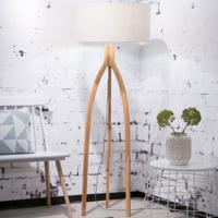 Good&Mojo Vloerlamp 'Annapurna' Bamboe en Eco linnen, kleur Beige - thumbnail
