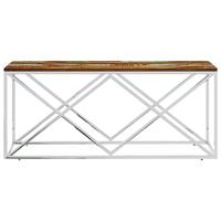Salontafel roestvrij staal en massief hergebruikt hout - thumbnail