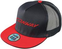 CONWAY flat cap "logo" cap logo black/red mesh - thumbnail