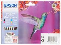 Epson Inktcartridge T0807 Origineel Combipack Zwart, Cyaan, Magenta, Geel, Foto cyaan, Foto magenta C13T08074011 - thumbnail