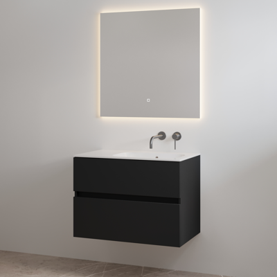 Badmeubelset zonder Kraangat Best Design Splash 80 cm Mat Zwart Badmeubelset zonder Kraangat Best Design Splash 80 cm Mat Zwart