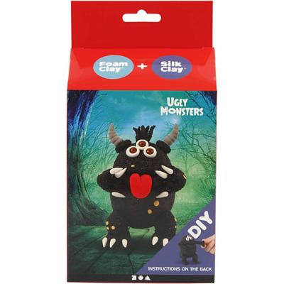 Silk Clay Funny friends, monster, zwart, 1 doos