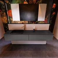 Badkamermeubelset Mondiaz Erin 200 cm met 2 Lades met RIDGE Wastafel Links Urban met 1 kraangat Greeploos Mat Dark Grey - thumbnail